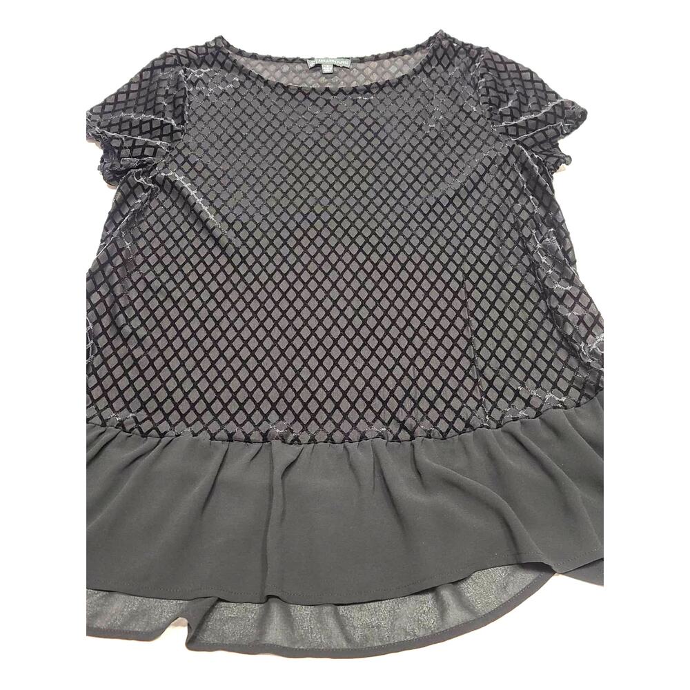 Adrianna Papell black peplum lattice top small